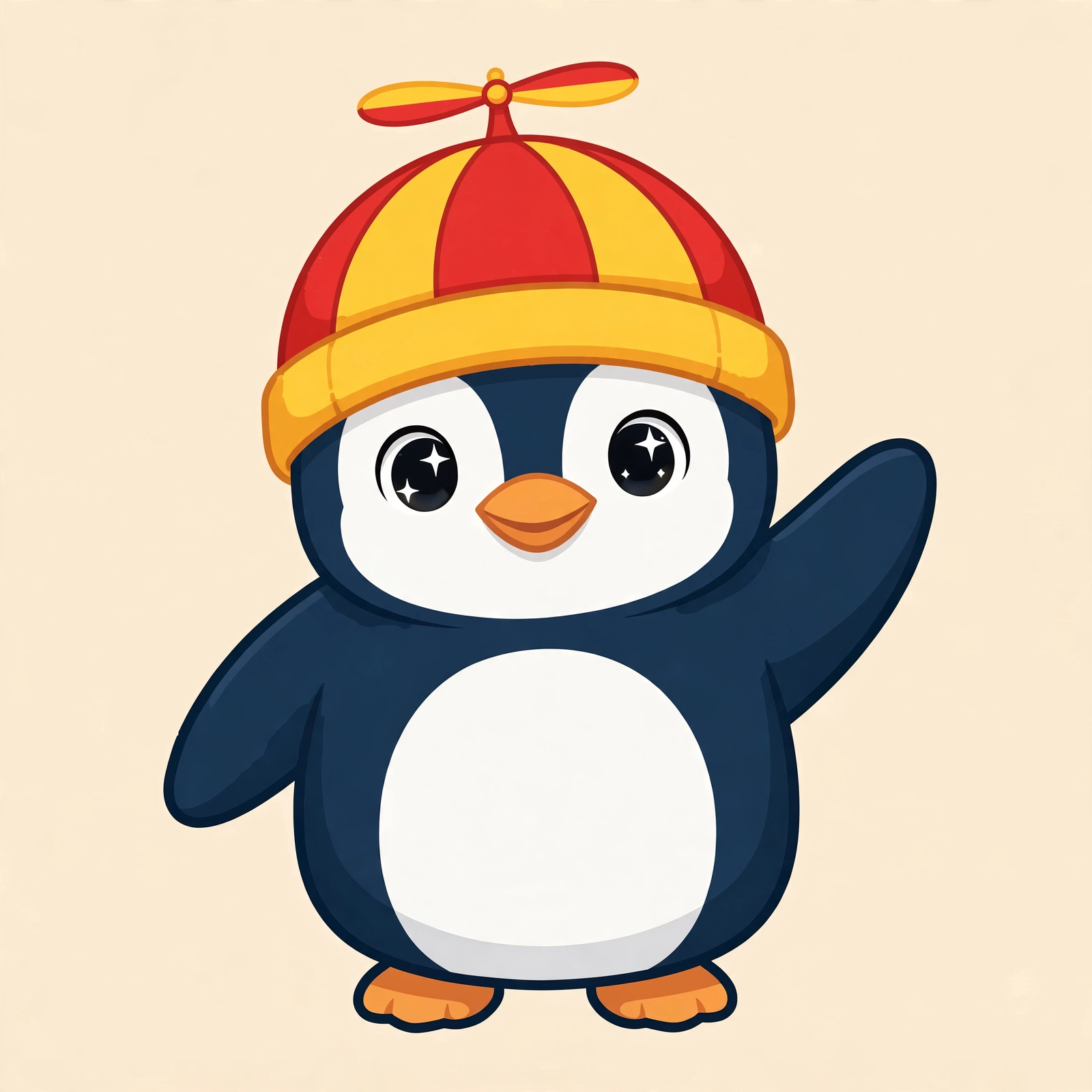 Penguin wearing a propeller beanie